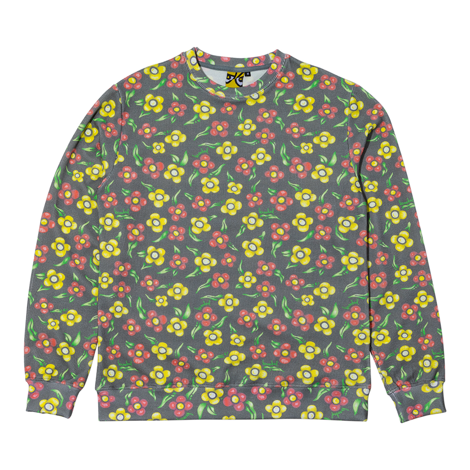 Painted Flowers Waffle Knit Crew 2025