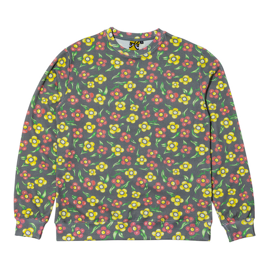 Painted Flowers Waffle Knit Crew 2025