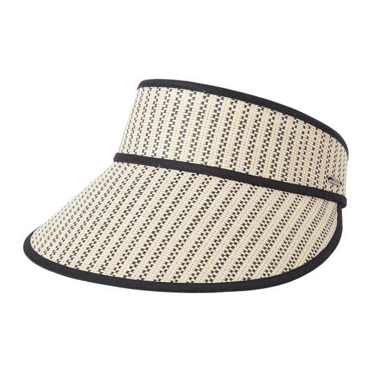 Newport Straw Visor Hat - Black/Natural