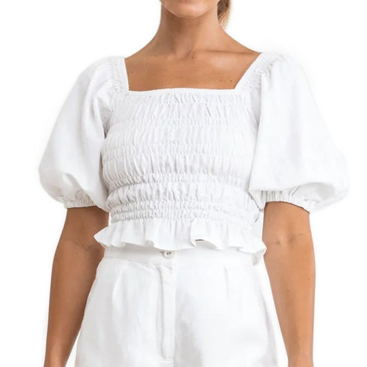 W Bronte Smocked S/S Top