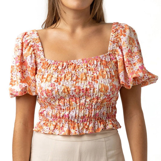 W Rosa Floral Smocked S/S Top