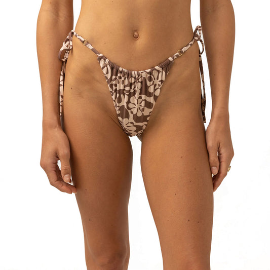 W Drifter Floral Gather Hi Cut Tie Side Pant Bikini
