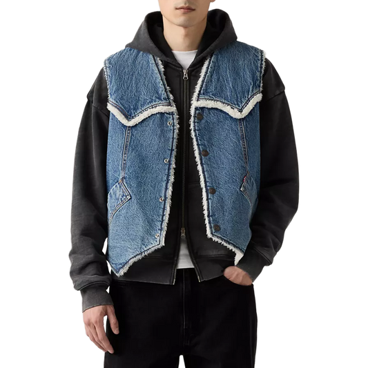 Western Denim Sherpa Vest