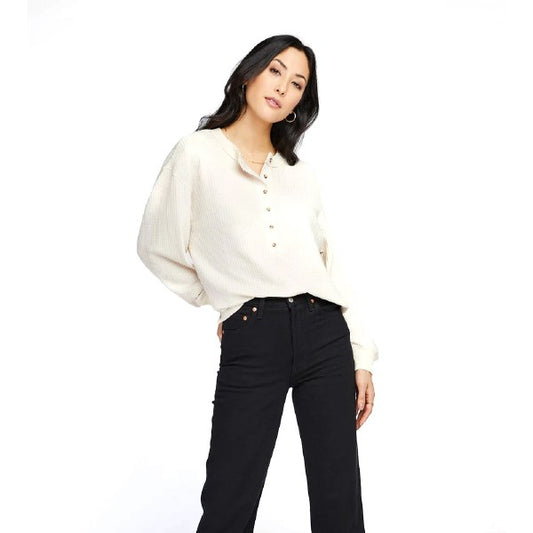 Gentle Fawn Womens Cara Long Sleeve Button-Up-Cream-L