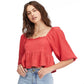 W Cross My Heart Puff Sleeve Crop FA22