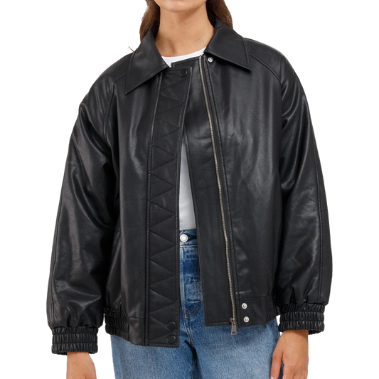 Christine Oversized Vegan Leather Bomber 2024