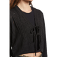 Cropped Pointelle Tie Cardigan