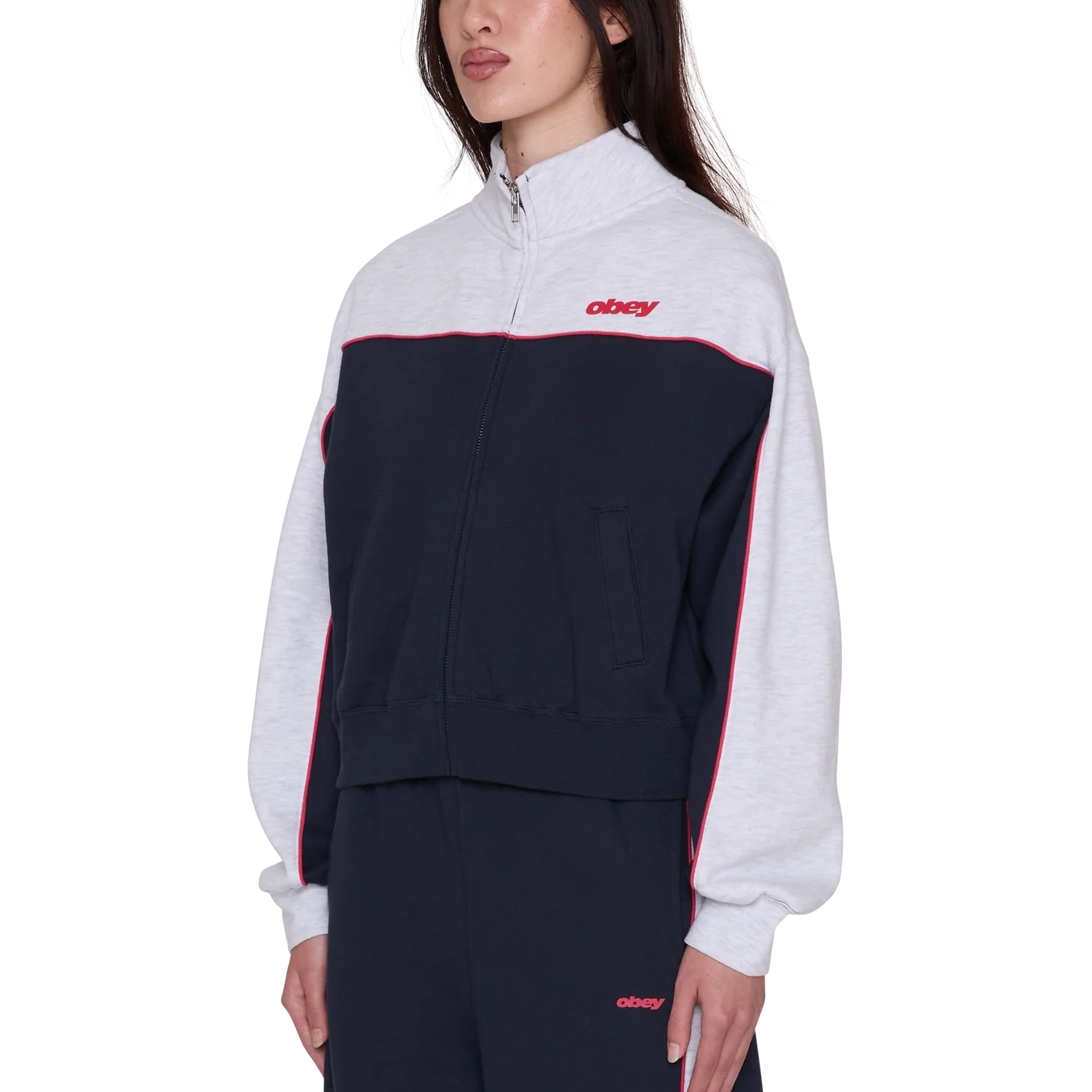 W's Obey Zeno Mock Neck Zip Up Fleece