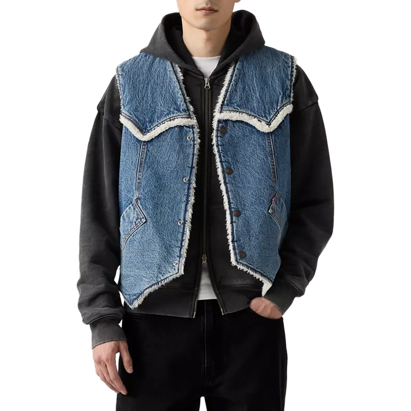 Western Denim Sherpa Vest