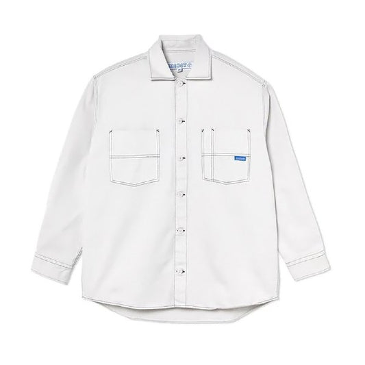 Polar Mens Big Boy Shirt Long Sleeve Button-Up-Washed White-L